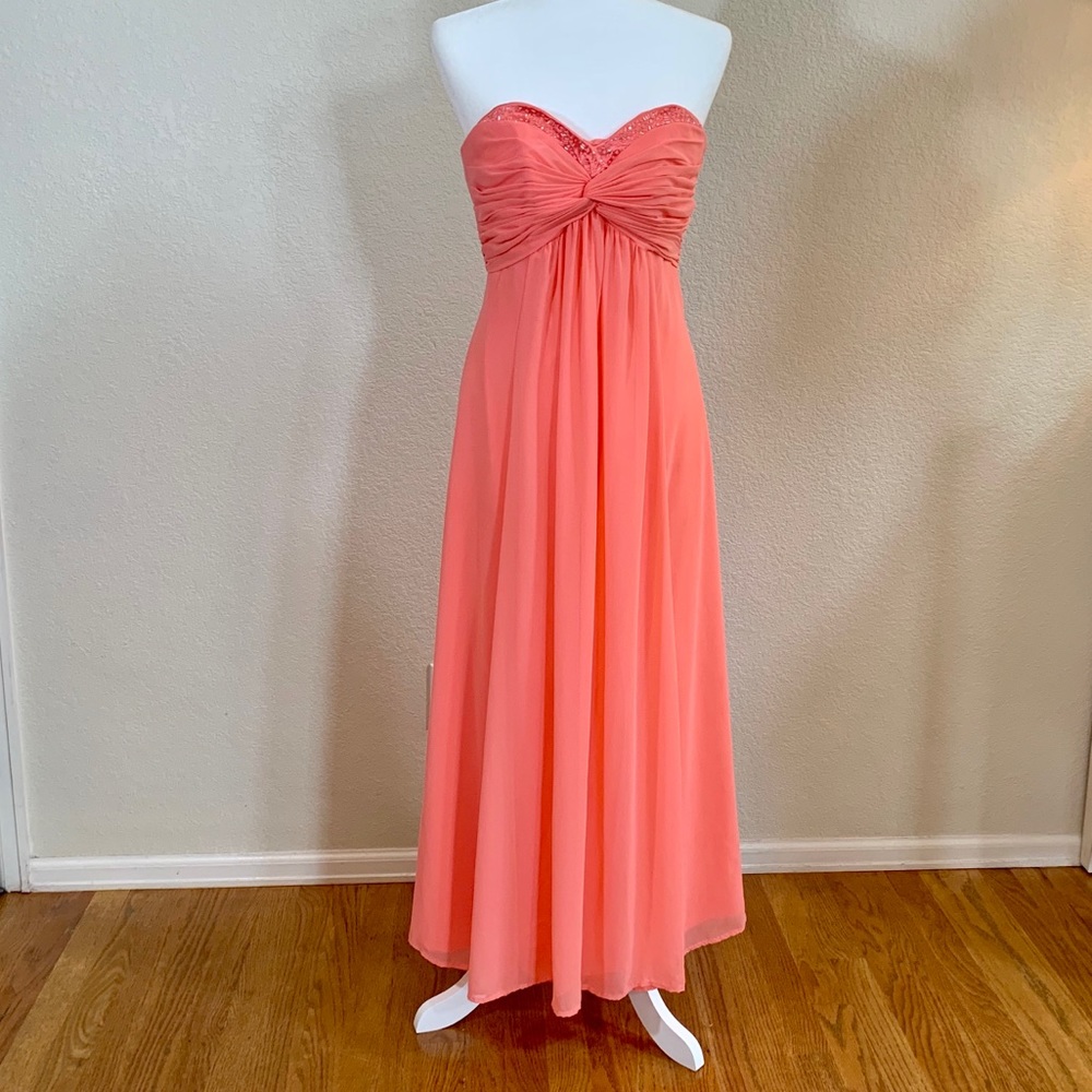 David’s Bridal coral pink bridesmaids dress Size 2